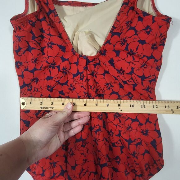 MIRACLESUIT One Piece Swimsuit Size L/XL Red Navy Floral Underwire - Picture 8 of 12